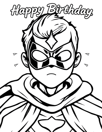 Superhero Mask And Cape Coloring Page