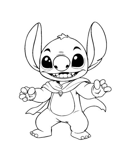 Superhero Stitch Fighting Evil Villains