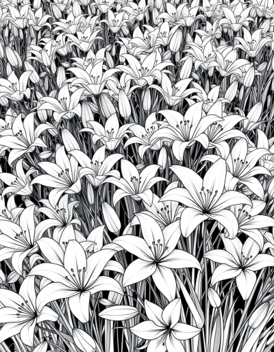 Black And White Lilies Scattered