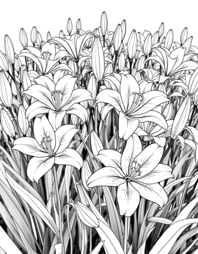 Monochrome Garden Of Wilted Blooms