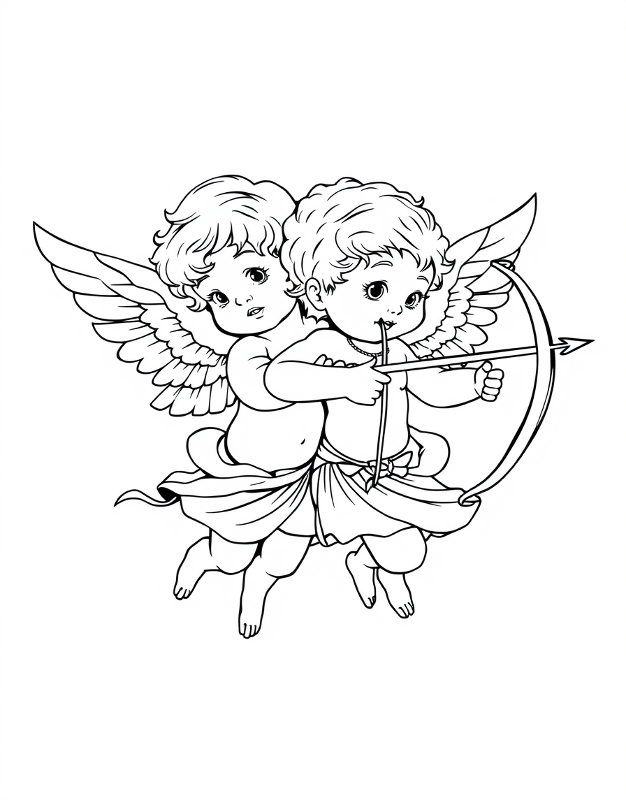 Cherubic Angels With Bow And Arrow