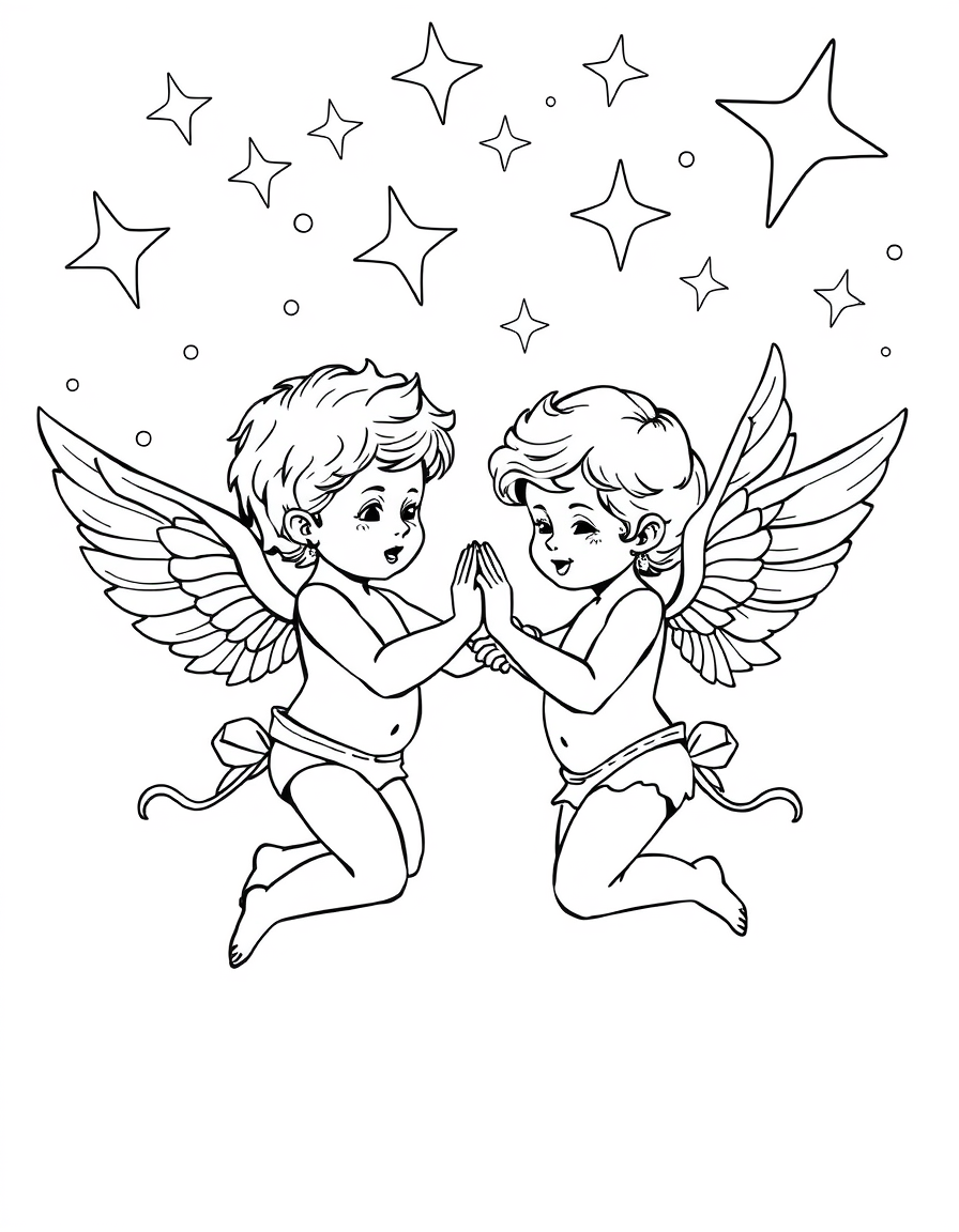 Cute Cupids Dancing Under The Stars