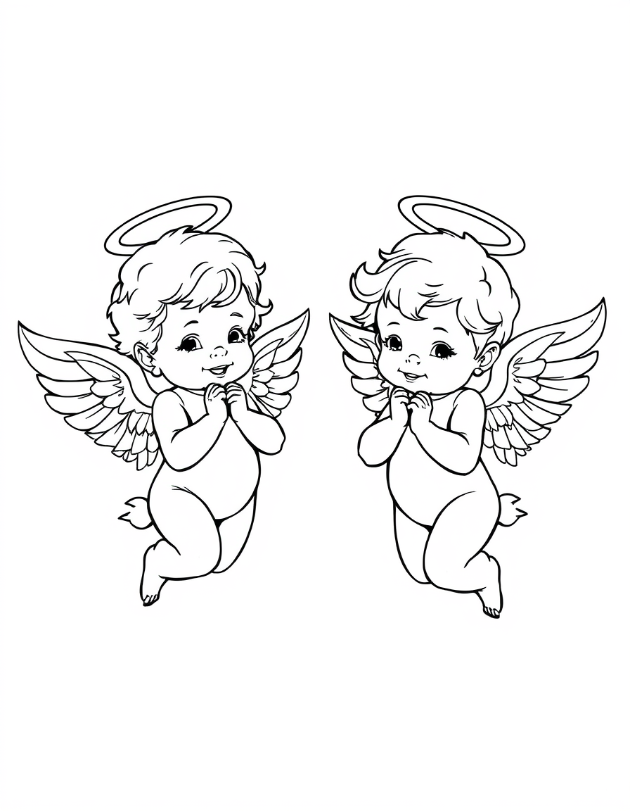 Innocent Cherubs With Wings And Halo