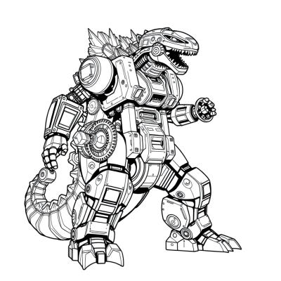 Retro Mecha Godzilla With Gears