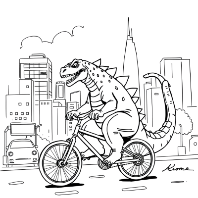 Godzilla Riding Bike