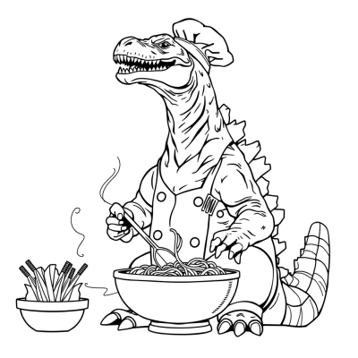 Funny cooking-themed Godzilla
