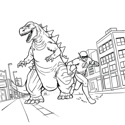 Flash Runs From Godzilla