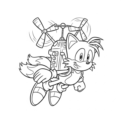 Tails flying with propeller gadget