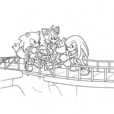 Sonic, Tails, Knuckles fixing machine