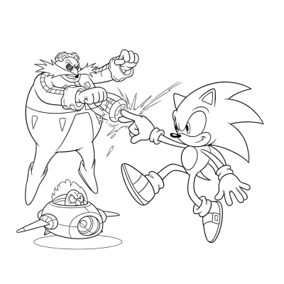 Sonic battling Dr. Eggman