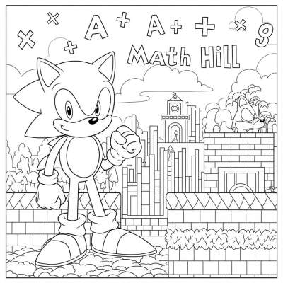 Sonic in a math-themed Green Hill Zone