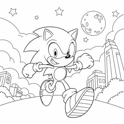Sonic holding Chaos Emeralds in Star Light Zone
