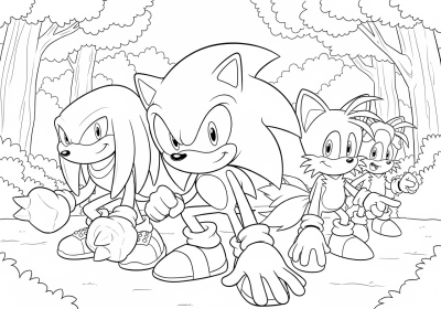 Sonic, Knuckles, Tails ready in forest lineup