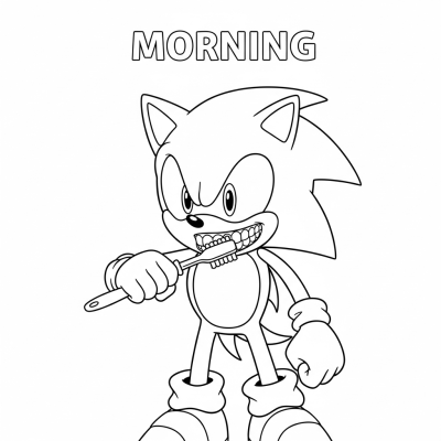 Sonic brushing teeth in morning