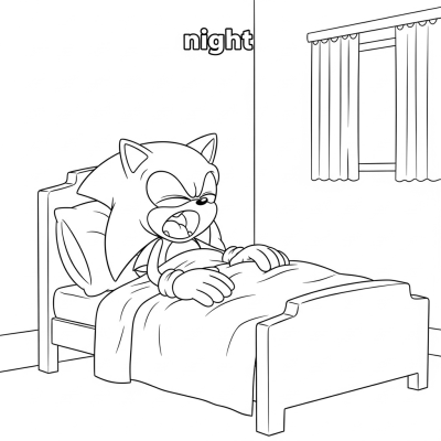 Sonic going to bed at night