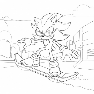 Shadow riding a hoverboard with a cool pose