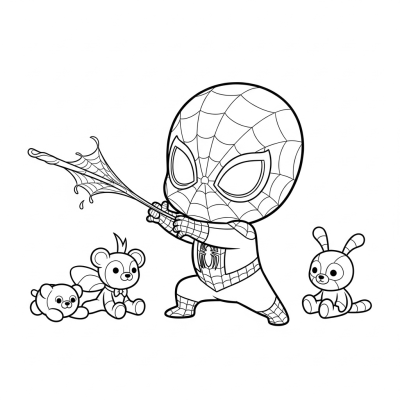 Baby Spider-Man shooting tiny webs