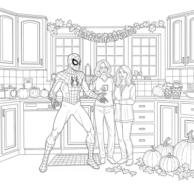 Spider-Man celebrating Thanksgiving with family