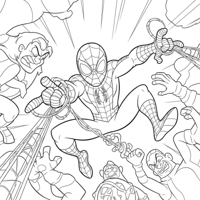Spider-man fighting with enemies