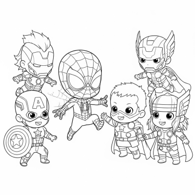 Baby Spider-Man playing with baby heroes