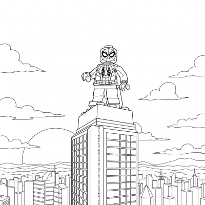 LEGO Spider-Man on tall LEGO building