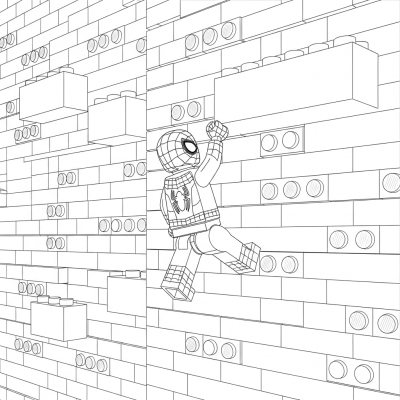 LEGO Spider-Man climbing brick wall
