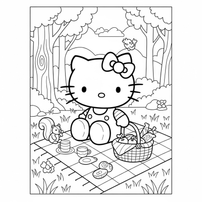 Hello kitty having a picnic