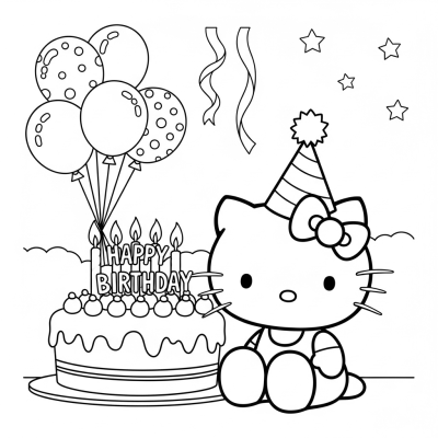 Hello kitty with birthday cake