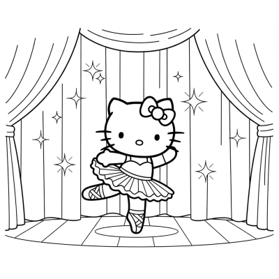 Hello Kitty dancing on the stage