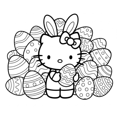 Hello Kitty with Easter eggs