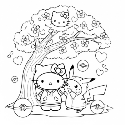 Hello kitty with Pikachu