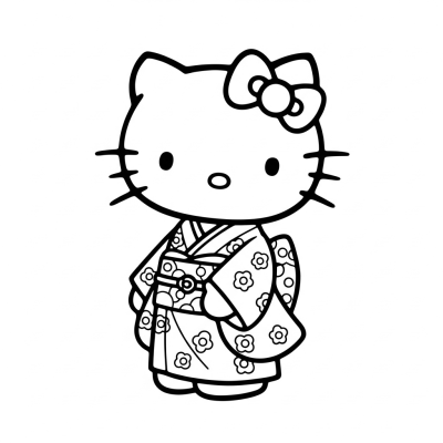 Hello kitty dressed in kimono