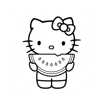 hello kitty eating watermelon