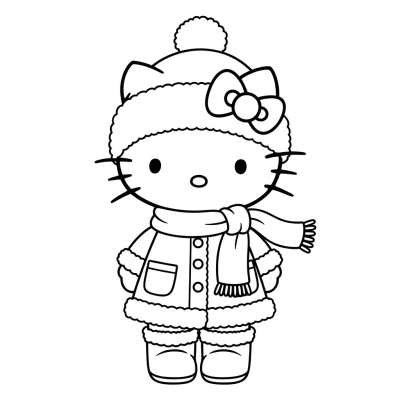 Hello Kitty in winter coat and boots