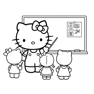 Hello Kitty teaching her students