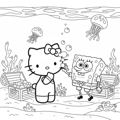 Hello Kitty with SpongeBob