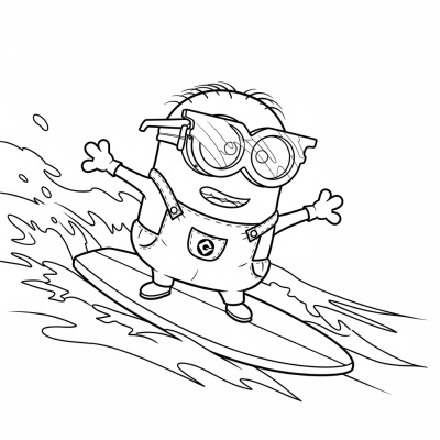 Surfing Minion on wave