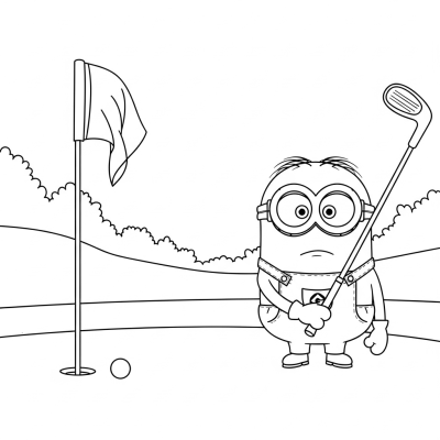 Minion playing golf