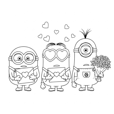 Valentine Minions with hearts
