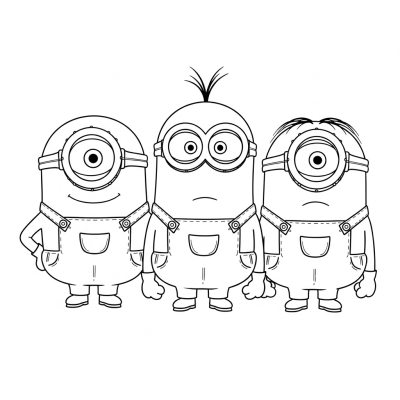 Three Minions standing together