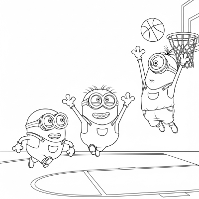 Minions playing basketball