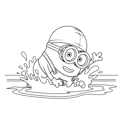 Minion swimming in pool