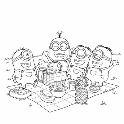 Minions Enjoying A Picnic Outdoors