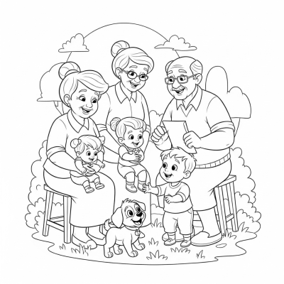 Grandparents playing in the garden