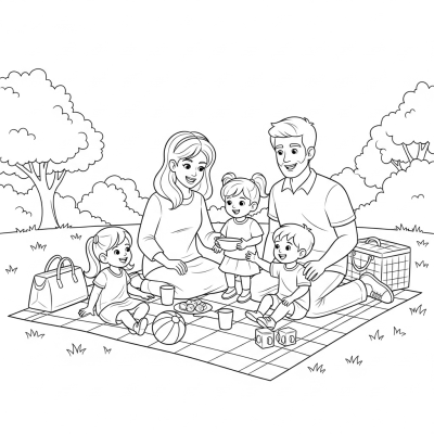 Family picnic on a sunny day