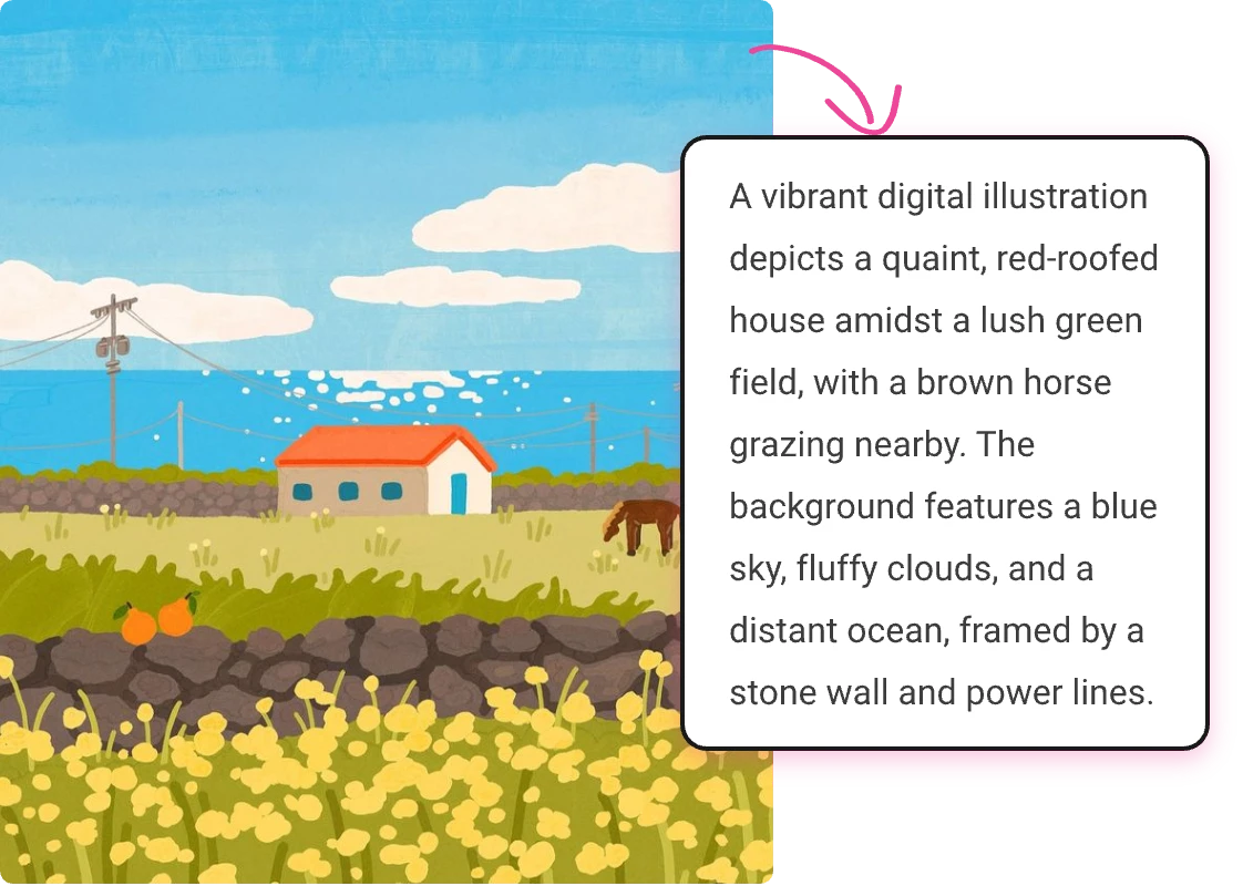 IA gera uma descrição precisa de uma imagem simples de paisagem